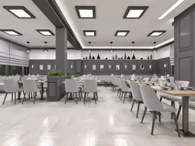  Luxury Restaurant and Bar Scene - Ready to Render 3D model