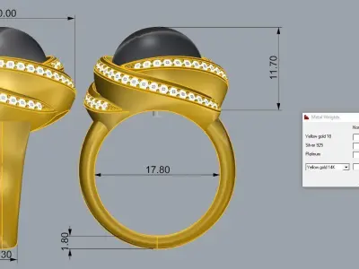 Caboshon RIng Gold  3D print model