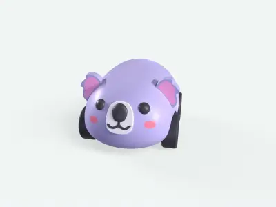 Cartoon Koala Car Cute Low-poly 3D model