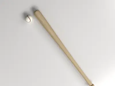 Baseball Bat and Ball 3D model