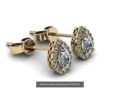 Jewelry Earrings THREE SIZE BIGG GEM 04 3D Model Pack