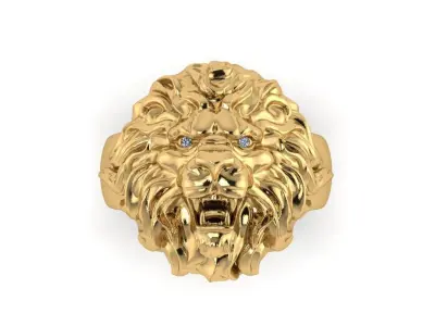 Lion Man ring 3D printable for gold and silver 3D print model