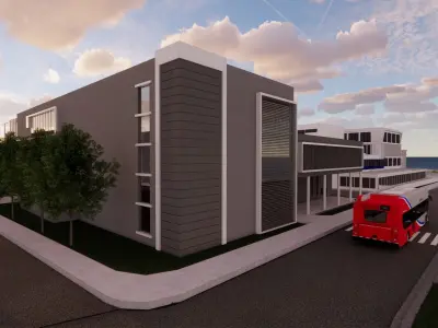 Education Building along with Plaza 3D model