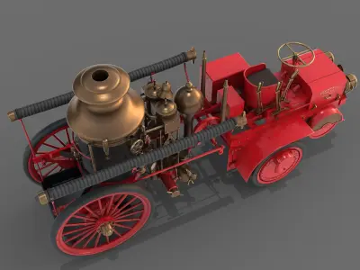 1911 Christie Fire Engine Low-poly 3D model