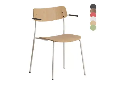 Ella Chair Four Legs base Laminate Short Armrest 3D model