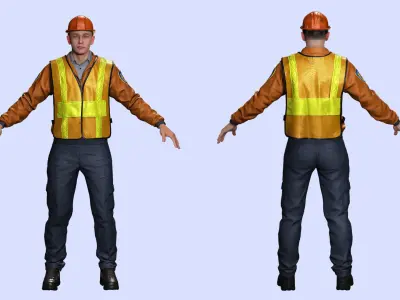construction worker Men engineer Ready Low-poly 3D model