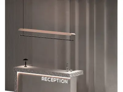 Reception desk Rough rock edge rectangular stone slab 3D model