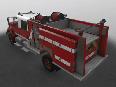 Fire Truck Red Low-poly 3D model