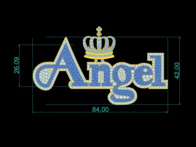 Custom Diamond Name Pendant ANGEL 3D print model