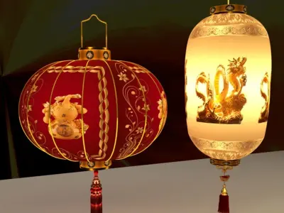 Chinese red lantern 3D model 44
