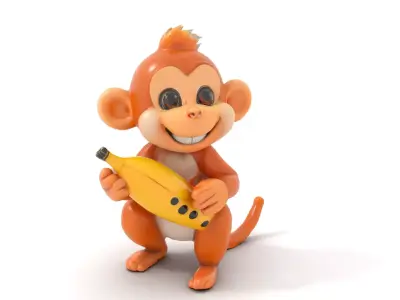 Playful Monkey Toy model pack Low-poly 3D model