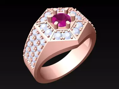 Diamond Rings - Mens Ring - N3701 3D print model