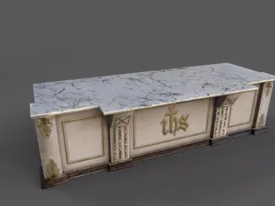 Church altar table Low-poly 3D model