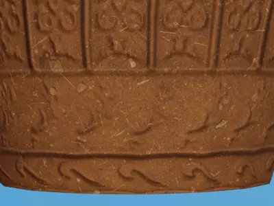 Ornate Clay Urn 3 Low-poly 3D model