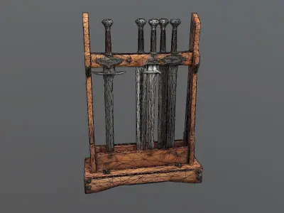 Sword Stand Stylized Medieval 3D Prop Model Low-poly 3D model