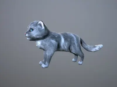 Animated cat Low-poly 3D model