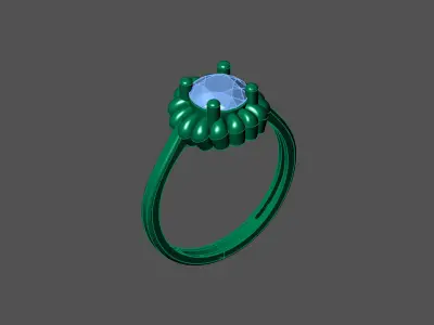 Womens Rings With Stone Ring Ready STL 3DM Models Rings women 3D print model 36