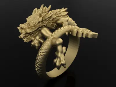 Dragon sculpture 3DM STL OBJ model for 3D printing and CNC 3D print model