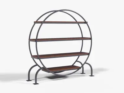 Round Books Shelve acacia veneer Low-poly 3D model