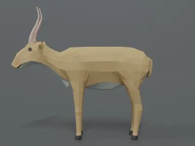 Low Poly Cartoon Saiga Antelope Low-poly 3D model