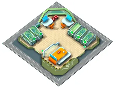 isometrical recreation room barrack hospital 1 Low-poly 3D model