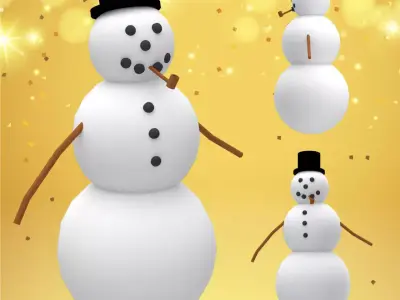 Snowman decoration for holiday season  Low-poly 3D model