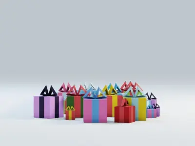 Low Poly Gifts Set colorful gift boxes Low-poly 3D model