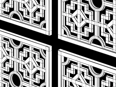 Arabic Islamic pattern wood decorative plaster 3D model shop