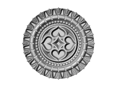 Gothic ornament N01 ceiling medallion rosette relief sculpture 3D print model