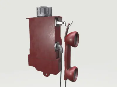 Old Red Phone Low-poly 3D model