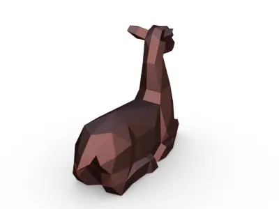 deer figurine low poly 3D print model