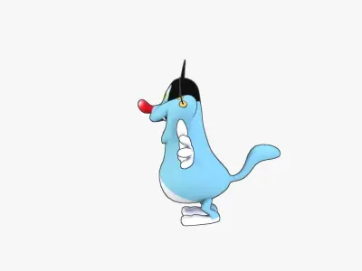 Oggy Low poly cartoon character with eyes and hair Low-poly 3D model