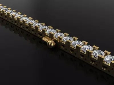 Box Style Diamond Tennis Bracelet 3mm 3D print model