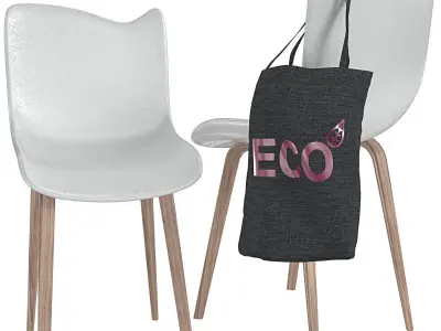 Set of table and chairs with decor Free 3D model