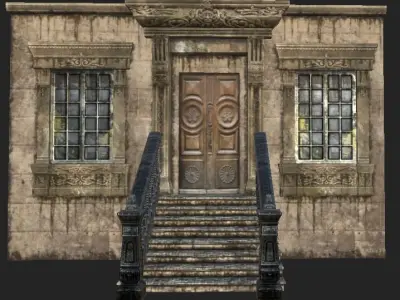 GroundFloor BrownStone Entrance Low-poly 3D model