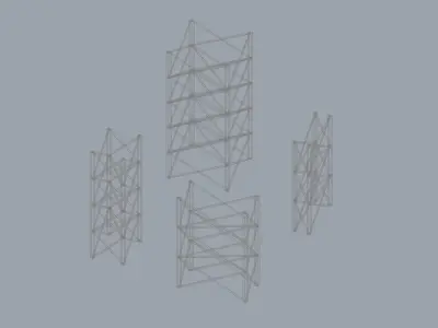 Heavy Duty Steel Industrial Columns 3D model