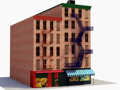 Chicago Brick Building Low-poly 3D model