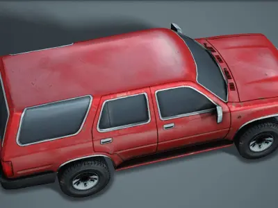 Old SUV Car -Red- - Low Poly Mobile Ready Low-poly 3D model