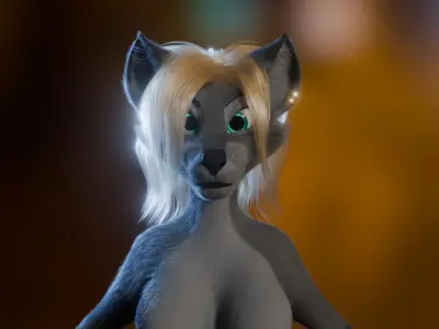 Yumi Anthro Fox Low-poly 3D model