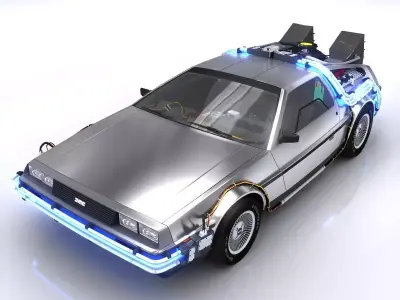 DeLorean Time Machine Low-poly 3D model