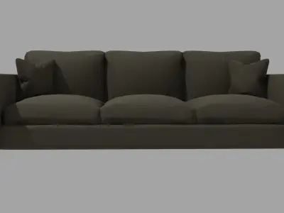 Fabric Sofa Wood Sofa Couch Furniture Armchair 3D Model Low-poly 3D model