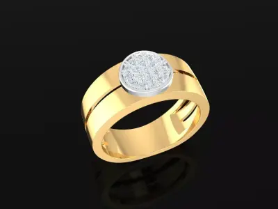 Gold Round Diamond Cluster Men Ring 3D Model  2336 3D print model