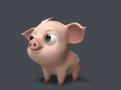 Cute Little Pig  Low-poly 3D model