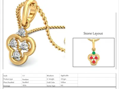 Solitaire Women Pendant 3dm STL OBJ FBX Renders Details 3D print model 12