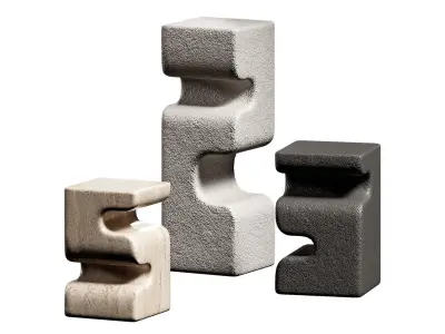 Modern Abstract Sculpture 3 stone color options 3D model