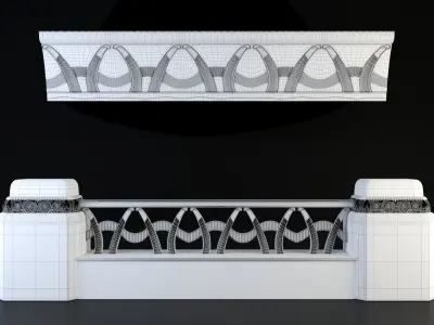 Balustrade pedestal with two lamps 3D model