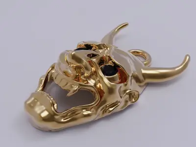Hanya gold plated demon mask charm 3D print model