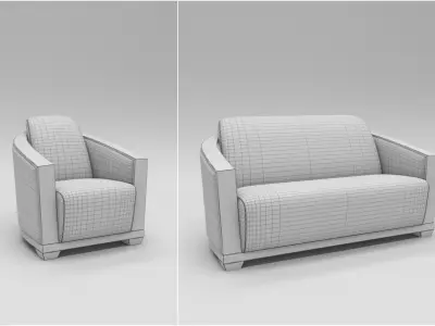 Curved rear sofa 3D model