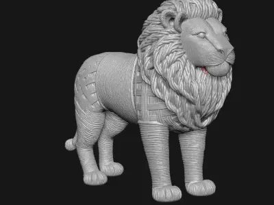 lion sculpture 3D print model 2