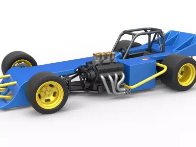Supermodified front engine race car Scale 1 to 25 3D print model